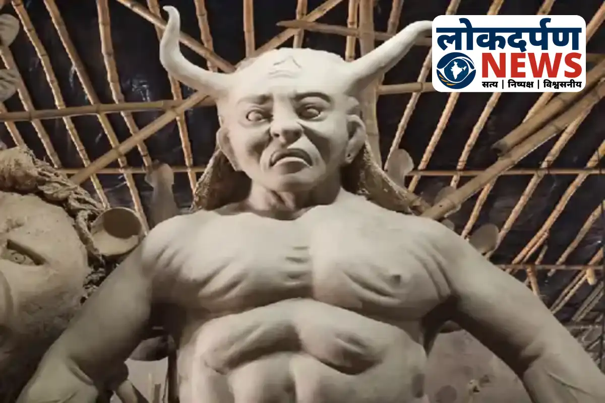 AI-based Durga idols with six-pack demon in Gorakhpur for Navratri