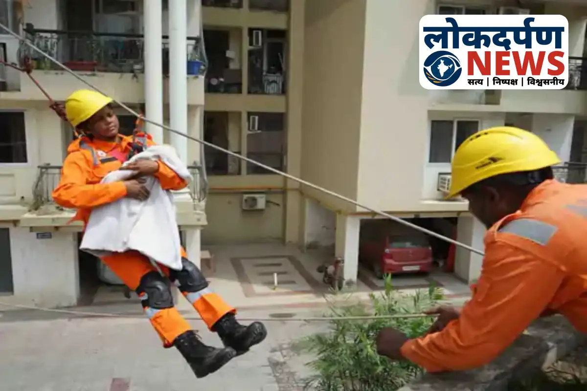 NDRF conducting earthquake rescue mock drill at Gardenia Apartment in Gorakhpur
