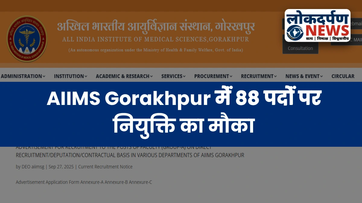 AIIMS Gorakhpur Faculty Recruitment 2025 Notification