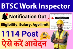 BTSC Work Inspector Recruitment 2025 : 1114 पदों पर भर्ती, आवेदन प्रक्रिया शुरू, जानें पूरी जानकारी