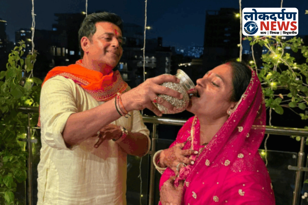 MP Ravi Kishan celebrating Karwa Chauth with wife Preeti Shukla in Mumbai | Gorakhpur News
