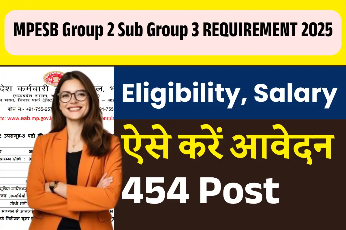 MPESB Group 2 Sub Group 3 Recruitment 2025: Recruitment for 454 posts, online application process begins