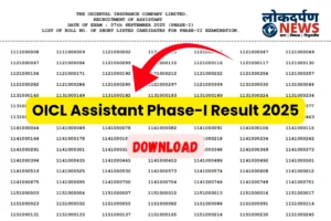 Oriental Insurance OICL Assistant Phase-I Result 2025 जारी, उम्मीदवार यहाँ देखें अपना रिजल्ट