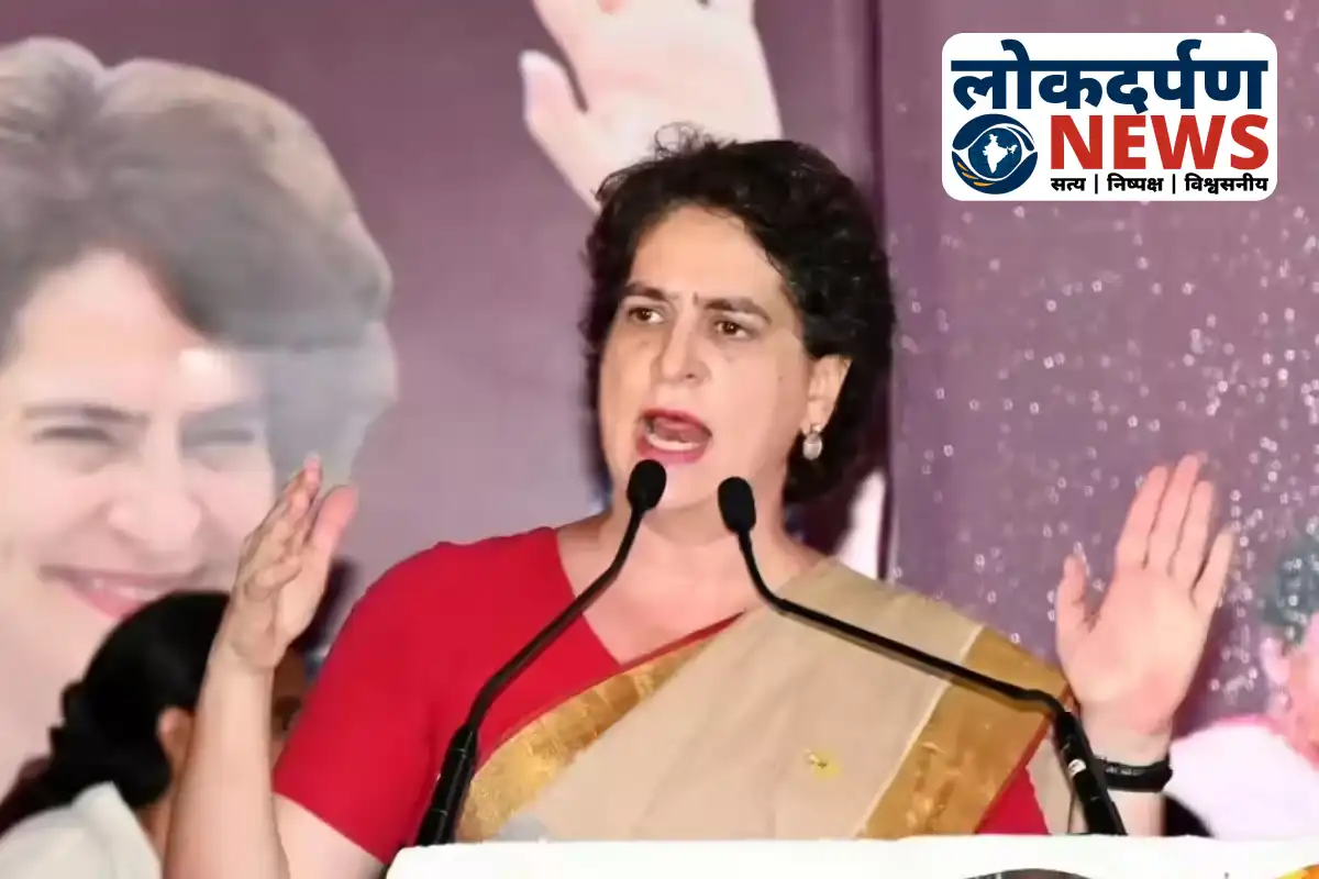 Priyanka Gandhi addressing rally in Begusarai Bihar attacking NDA over rising crime