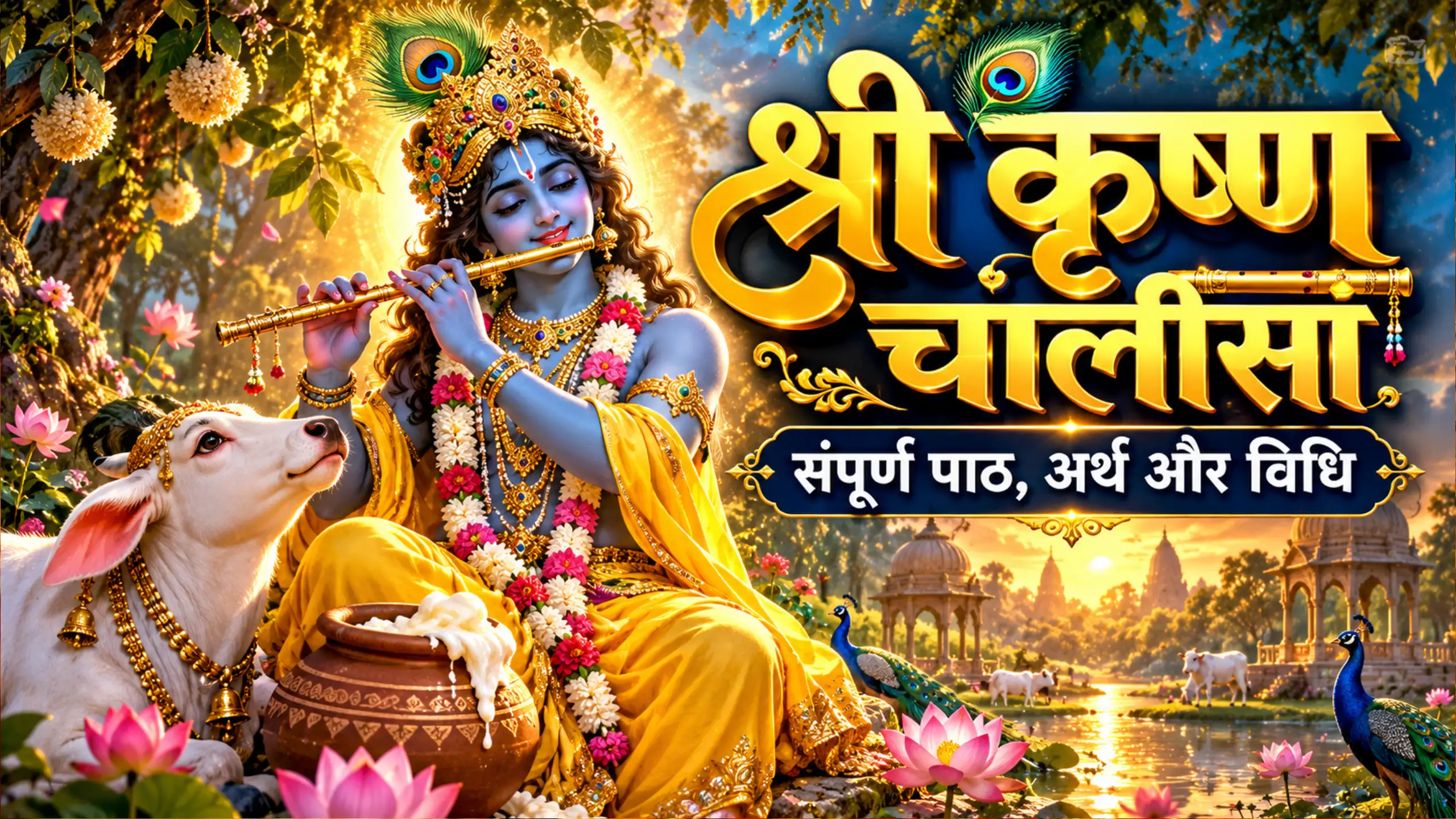 Krishna Chalisa in Hindi: बंशी शोभित कर मधुर - संपूर्ण पाठ, अर्थ और विधि