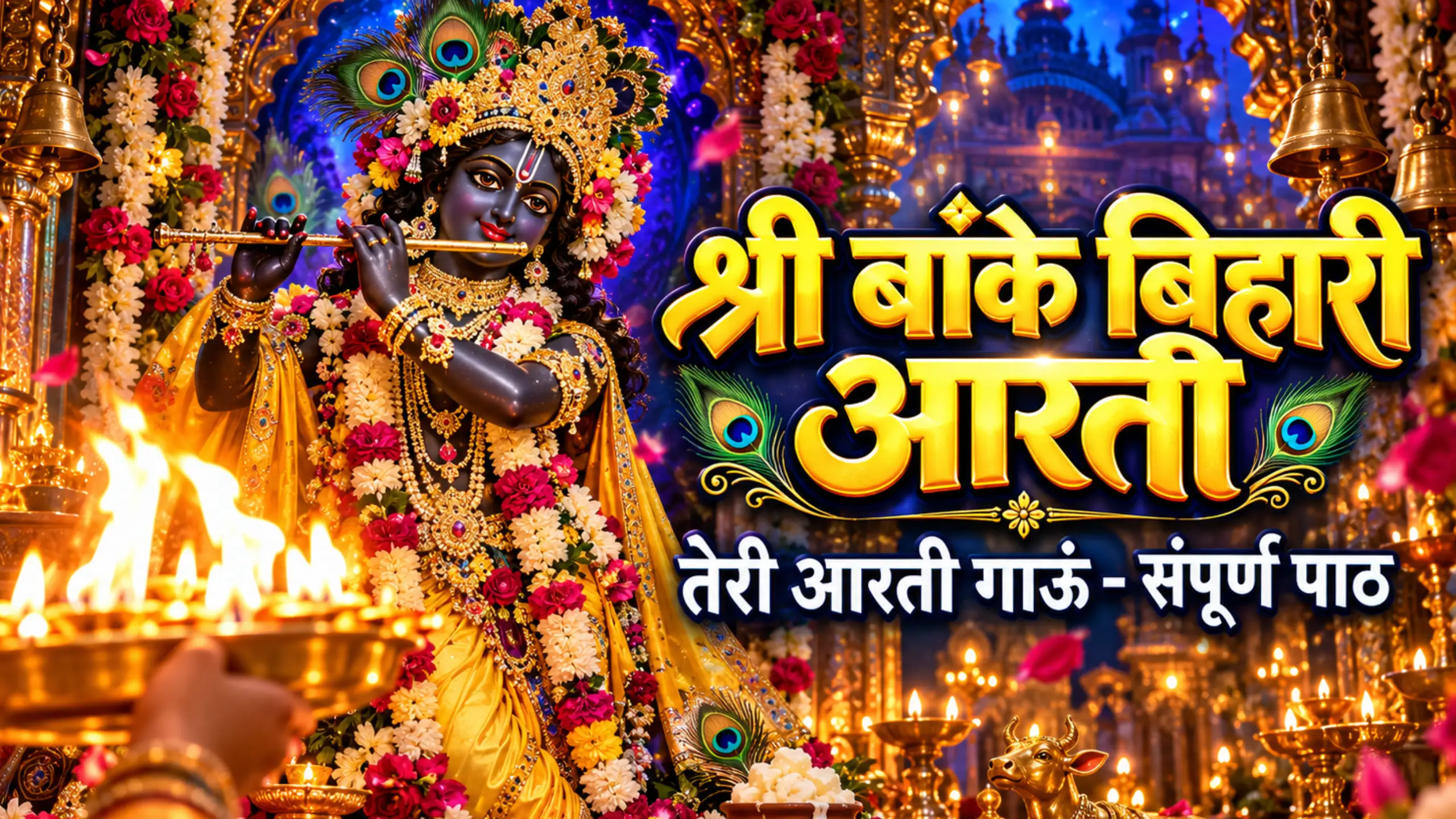 Shri Banke Bihari Teri Aarti Gaun: श्री बांके बिहारी तेरी आरती गाऊं - संपूर्ण हिंदी पाठ, अर्थ और विधि
